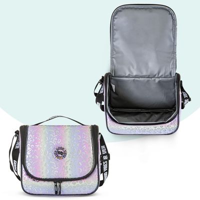 Eazy Kids 17" School Bag Set of 3 w/ Lunch Bag and Pencil Case - Good Vibes - Silver