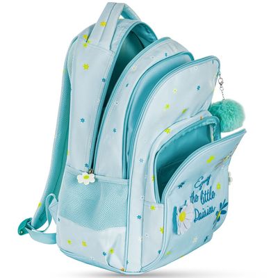 Eazy Kids 17" School Bag Set of 3 w/ Lunch Bag and Pencil Pouch - Little Daisy Green
