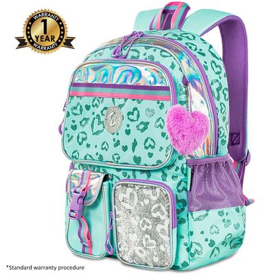 Eazy Kids 17" School Bag Set of 3 w/ Lunch Bag and Pencil Pouch - Love Green