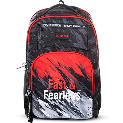 Eazy Kids 20" School Bag w/ Laptop Compartment - Fast & Fearless Black