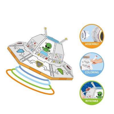 Eazy Kids DIY UFO Craft Kit â€“ Includes 3 Color Pens | Age 3+