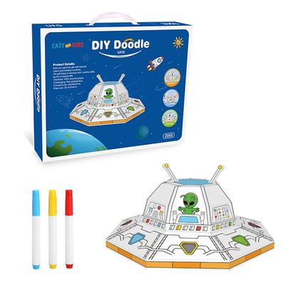 Eazy Kids DIY UFO Craft Kit â€“ Includes 3 Color Pens | Age 3+