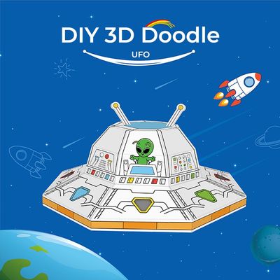 Eazy Kids DIY UFO Craft Kit â€“ Includes 3 Color Pens | Age 3+