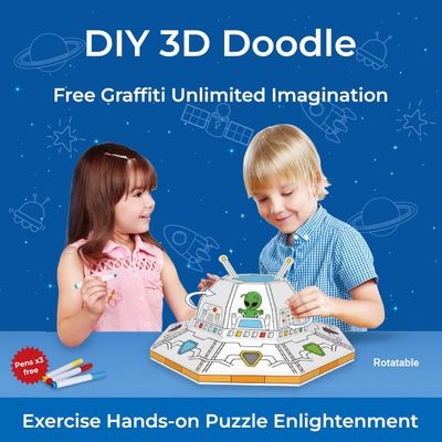 Eazy Kids DIY UFO Craft Kit â€“ Includes 3 Color Pens | Age 3+