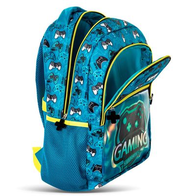 Eazy Kids 16" Set of 4 Backpack w/ Trolley, Lunch Bag and Pencil Case - Gaming