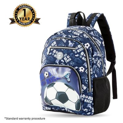 Eazy Kids 18" Set of 4 Backpack w/ 4 Wheel Trolley, Lunch Bag and Pencil Case - Football