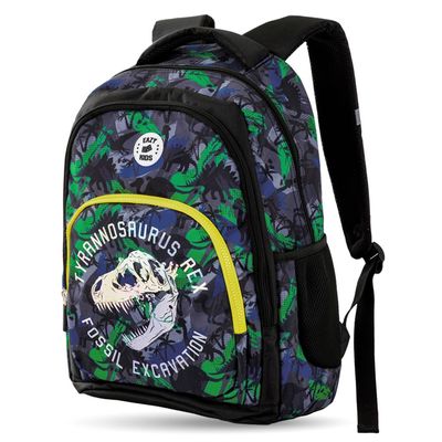 Eazy Kids 17" Set of 4 Backpack w/ 4 Wheel Trolley, Lunch Bag and Pencil Case - T-Rex 