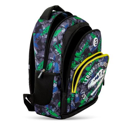 Eazy Kids 17" Set of 4 Backpack w/ 4 Wheel Trolley, Lunch Bag and Pencil Case - T-Rex 