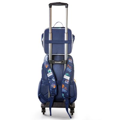Eazy Kids 18" Set of 4 Backpack w/ 4 Wheel Trolley, Lunch Bag and Pencil Case - Basket Ball