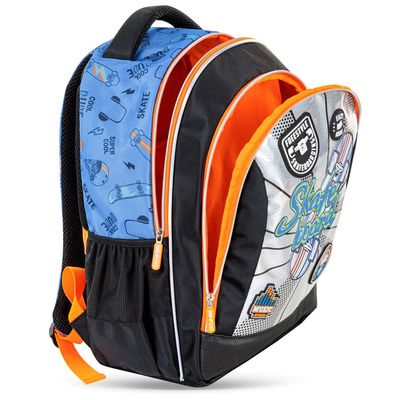 Eazy Kids 17" Set of 4 Backpack w/ Trolley, Lunch Bag and Pencil Case - Skate Board