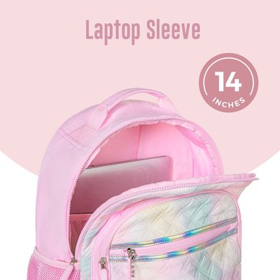 Eazy Kids 17" Set of 4 Backpack w/ 4 Wheel Trolley, Lunch Bag and Pencil Case - Sugar Pop Pink