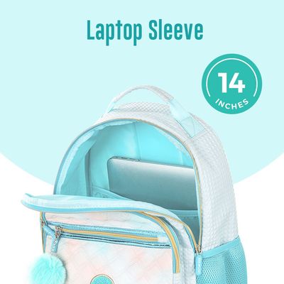Eazy Kids 18" Set of 4 Backpack w/ 4 Wheel Trolley, Lunch Bag and Pencil Case - Flora Green
