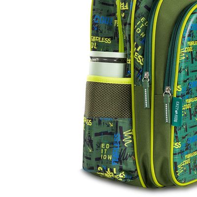 Eazy Kids School Bag w/ Trolley, Pencil Case 16" - Dino Green