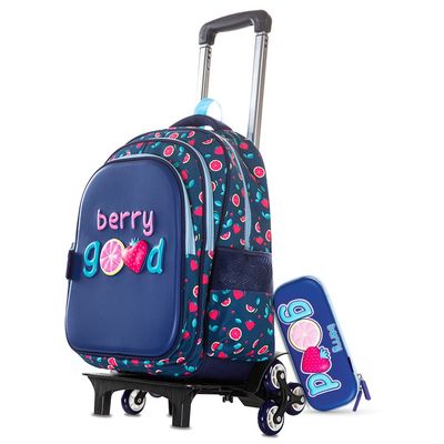 Eazy Kids School Bag w/ Trolley, Pencil Case 16" - Berry Good Blue