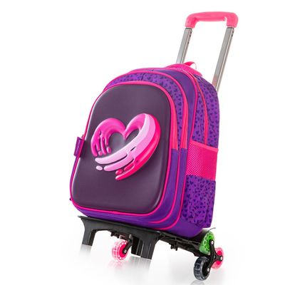 Eazy Kids School Bag 16" w/ Trolley - Love & Hugs Purple