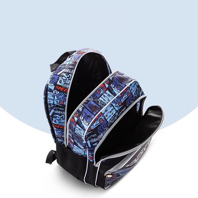 Eazy Kids 18" Set of 4 Backpack w/ 4 Wheel Trolley, Lunch Bag and Pencil Case - Car Racing