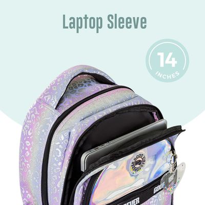 Eazy Kids 17" School Bag Set of 4 w/ 4 Wheel Trolley, Lunch Bag and Pencil Case - Good Vibes - Silver