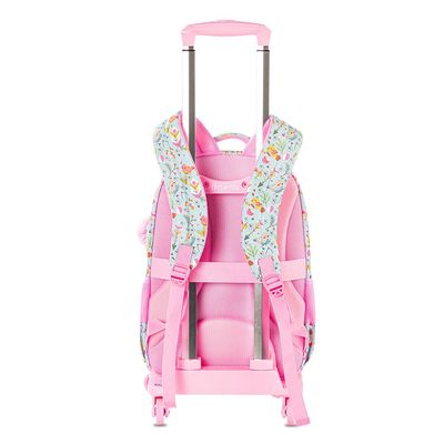 Eazy Kids 17" School Bag Set of 3 w/ 4 Wheel Trolley, Pencil Pouch - Love Pink