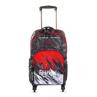 Eazy Kids 20" School Bag w/ 4 Wheel Trolley, Laptop Compartment - Fast & Fearless Black