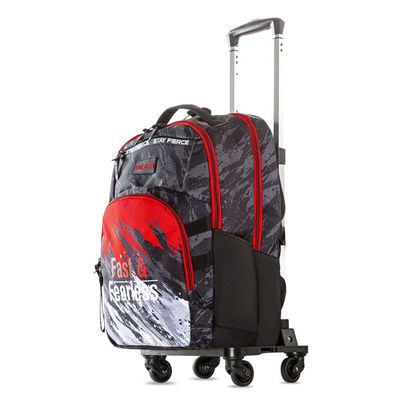 Eazy Kids 20" School Bag w/ 4 Wheel Trolley, Laptop Compartment - Fast & Fearless Black