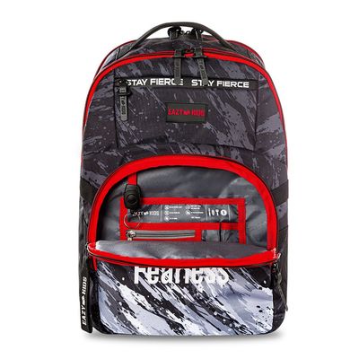 Eazy Kids 20" School Bag w/ 4 Wheel Trolley, Laptop Compartment - Fast & Fearless Black