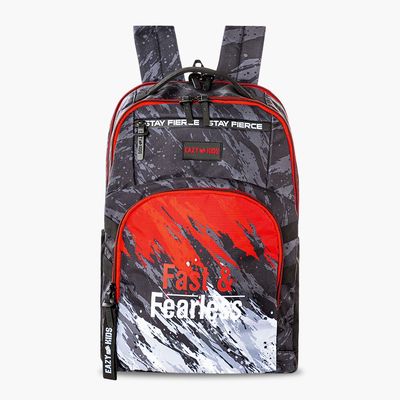 Eazy Kids 20" School Bag w/ 4 Wheel Trolley, Laptop Compartment - Fast & Fearless Black