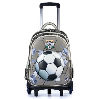 Nova Kids 3D School Bag w/ Trolley - Soccer Grey