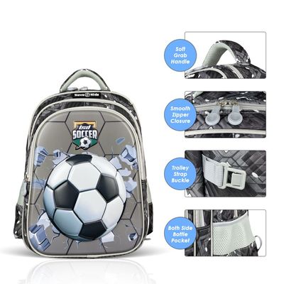 Nova Kids 3D School Bag w/ Trolley - Soccer Grey
