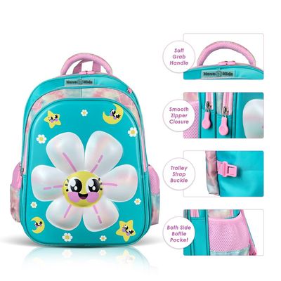 Nova Kids 3D School Bag w/ Trolley - Daisy Green, 16.5"