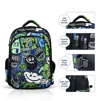 Nova Kids School Bag w/ Trolley - GenZ Black, 17.5"