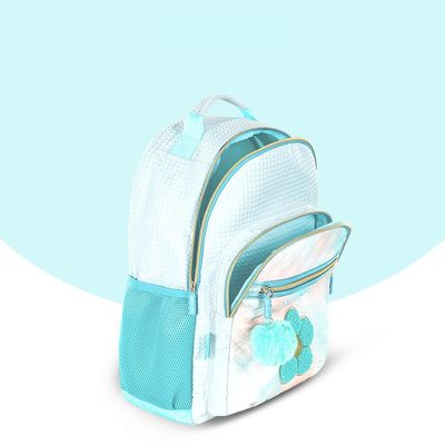 Eazy Kids 18" Set of 9 Backpack w/ 4 Wheel Trolley, Lunch Bag and Pencil Case - Flora Green