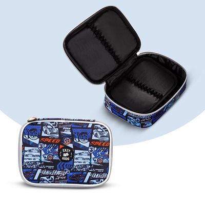 Eazy Kids 18" Set of 9 Backpack w/ 4 Wheel Trolley, Lunch Bag and Pencil Case - Car Racing