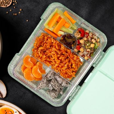 Eazy Kids 6 & 4 Convertible Bento Lunch Box - Glitter Green