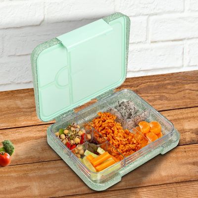 Eazy Kids 6 & 4 Convertible Bento Lunch Box - Glitter Green