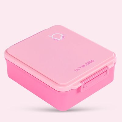 Eazy Kids Jumbo Bento Lunch Box w/ Thermos & Dip Jar- Pink