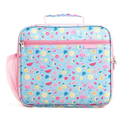 Eazy Kids Jumbo Bento Lunch Box w/ 360ml Steel Water Bottle, Spoon & Fork Set, and Insulated Lunch Bag - Flamingo Pink