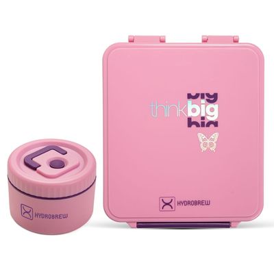 HYDROBREW Bento Lunch Box w/ Steel Food Jar - Think Big Blush
