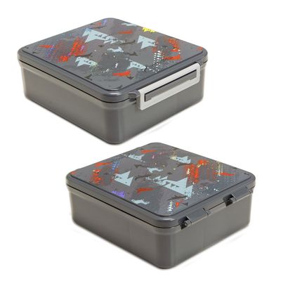 HYDROBREW Bento Lunch Box w/ Steel Food Jar - Dinosaurs Grey