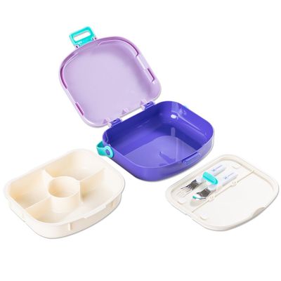HYDROBREW 4 Compartment Bento Lunch Box w/ Spoon & Fork Set - Lilac