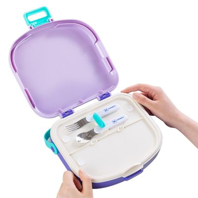 HYDROBREW 4 Compartment Bento Lunch Box w/ Spoon & Fork Set - Lilac