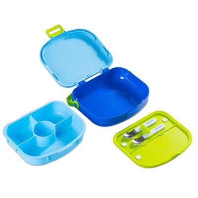 HYDROBREW 4 Compartment Bento Lunch Box w/ Spoon & Fork Set - Cobalt