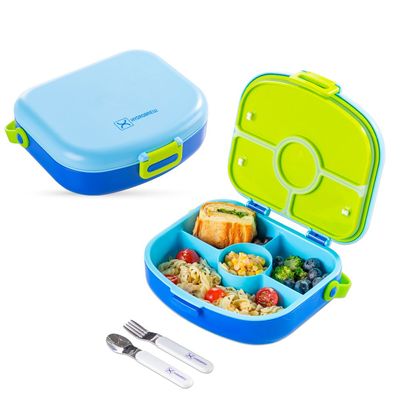 HYDROBREW 4 Compartment Bento Lunch Box w/ Spoon & Fork Set - Cobalt