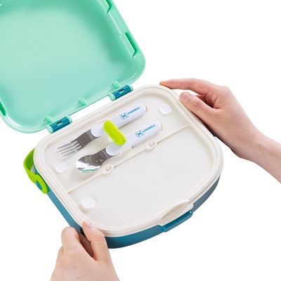 HYDROBREW 4 Compartment Bento Lunch Box w/ Spoon & Fork Set - Jade