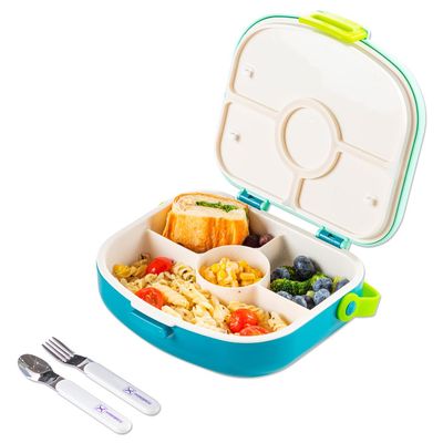 HYDROBREW 4 Compartment Bento Lunch Box w/ Spoon & Fork Set - Jade