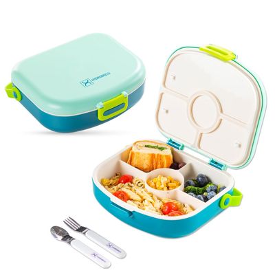 HYDROBREW 4 Compartment Bento Lunch Box w/ Spoon & Fork Set - Jade