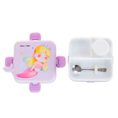 Nova Kids Stainless Steel 3 Compartment Bento Lunch Box w/ Spoon and  Sauce Box - Mermaid Purple