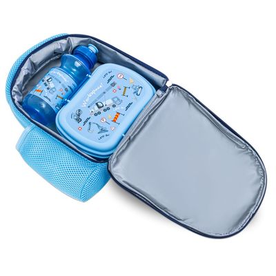 Nova Kids Lunch Bag Combo w/ Lunch Box and Water Bottle - Workspace Blue