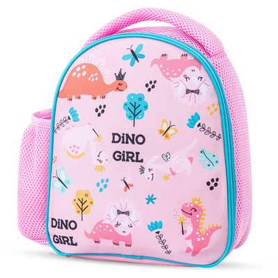 Nova Kids Lunch Bag Combo w/ Lunch Box and Water Bottle - Dinosaurs Pink