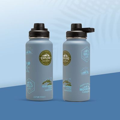 Eazy Kids - Water Bottle Explorer w/ Travel Sling Bag, 950ml Blue