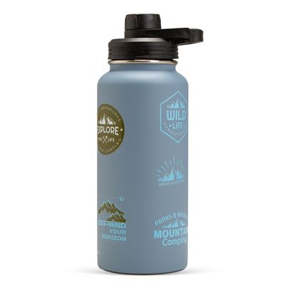 Hydrobrew  - Vacuum Insulated Travel Water Bottle w/ Sling Bag, 950ml, Blue